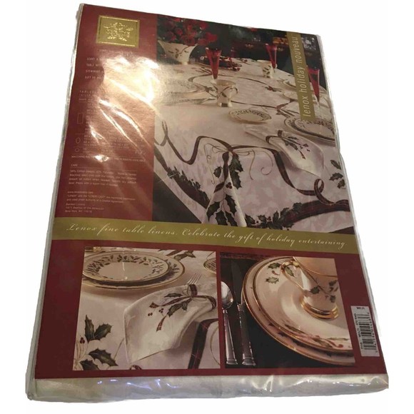 Lenox Holiday Nouveau Ribbon Multi Color Round 70" Tablecloth New Christmas Xmas - Picture 9 of 9